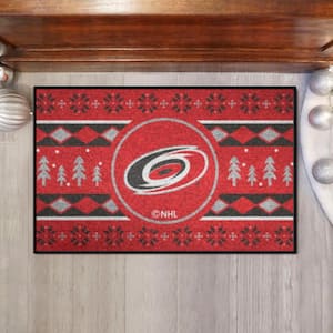 Carolina Hurricanes Holiday Sweater Red 1.5 ft. x 2.5 ft. Starter Area Rug