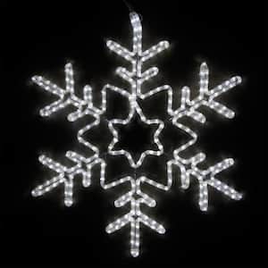 28 in. 296-Light LED Cool White Hanging Snowflake with Star Center
