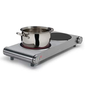 Double Burner 7.4 in. Stainless Steel Electric Portable Infrared Cooktop