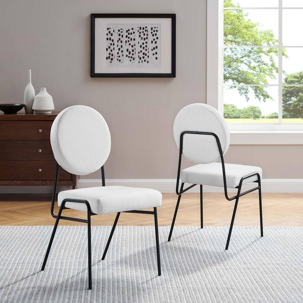 MODWAY Craft Upholstered Fabric Dining Side Chairs Set of 2 in Black