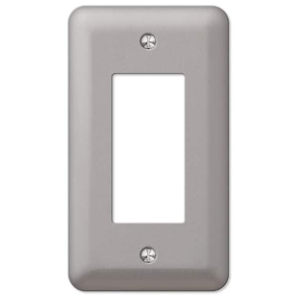 AMERELLE Declan 1-Gang Brushed Nickel Decorator/Rocker Stamped Steel Wall Plate