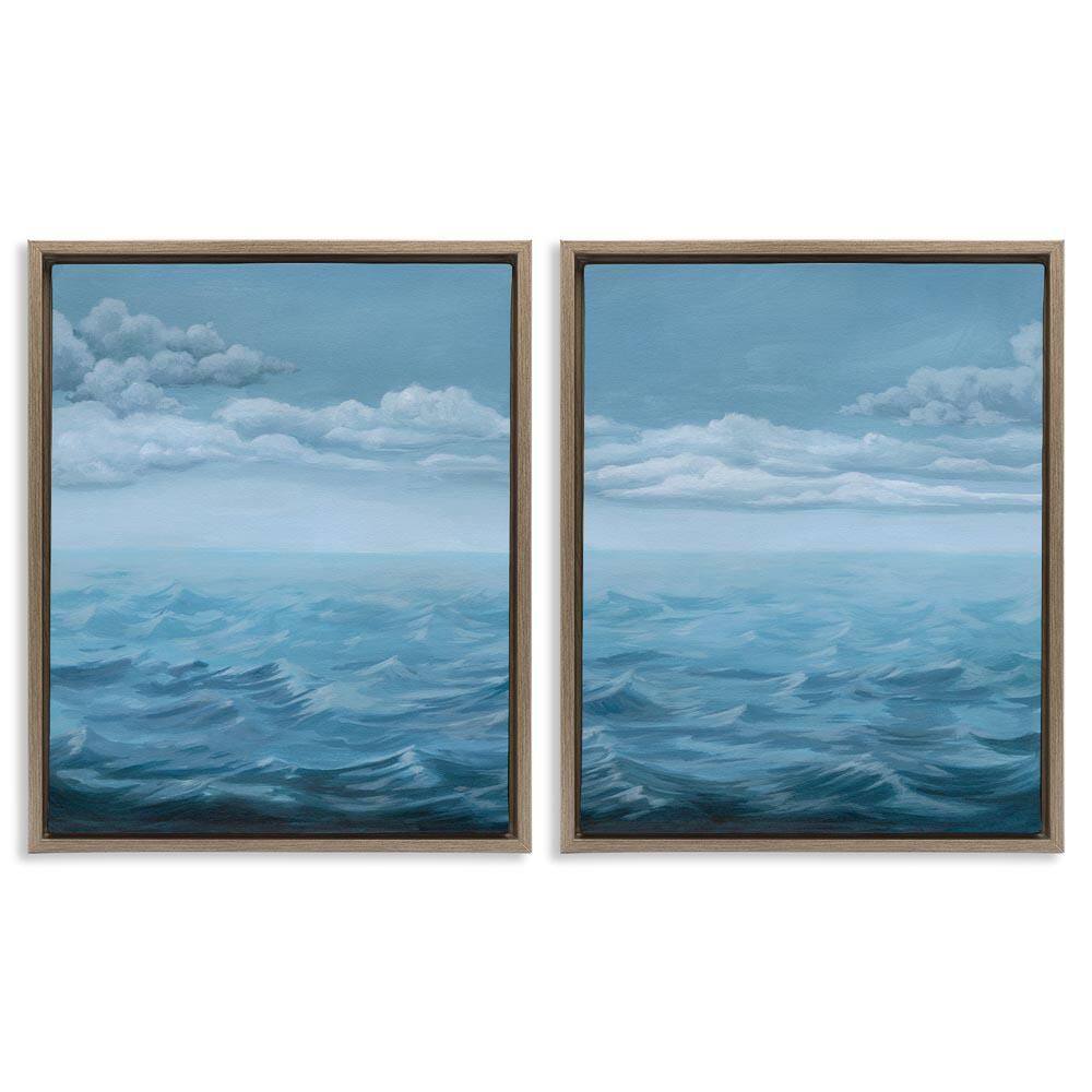 Clouds over Rough Sea Waves by Grace Popp 2-Pieces Brown Floater Frame Coastal Graphic Art Print 31 in. x 25 in. price history on PriceWatchPro