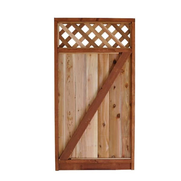 6 ft. x 3 ft. Western Red Cedar Lattice Top Fence Gate 8109011000000000 The Home Depot
