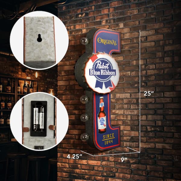 American Art Decor Original Pabst Blue Ribbon LED Metal Sign-Retro