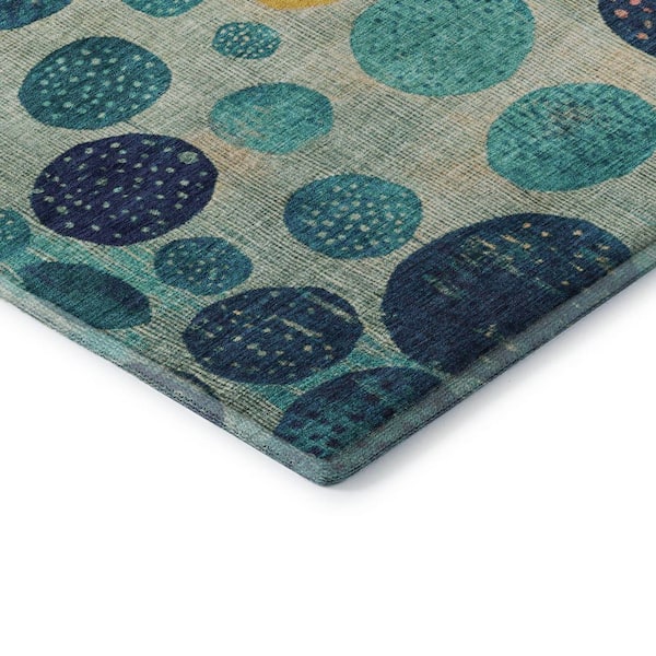 Mayfield Premium Machine Washable Abstract AMF1899 Teal 5 ft. x 7 ft. 6 in. Area Rug