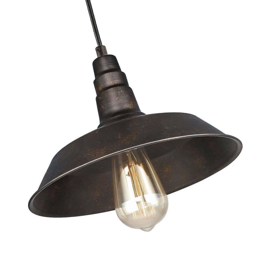 Mini Black Rustic Farmhouse LED Pendant Light with Metal Shade