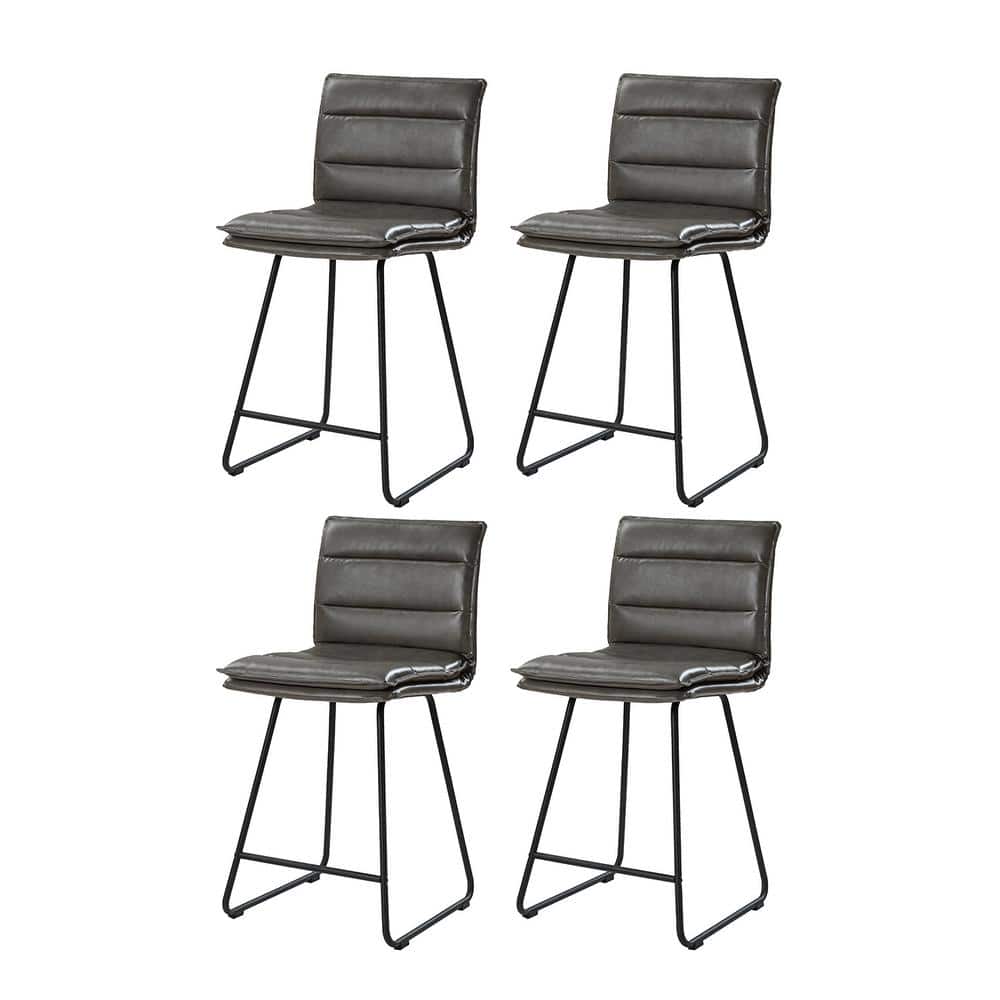 Gertrude Industrial Style Grey Faux Leather Bar and Counter Stool with 24 in. H Seat and Metal Base Set of 4 price history on PriceWatchPro