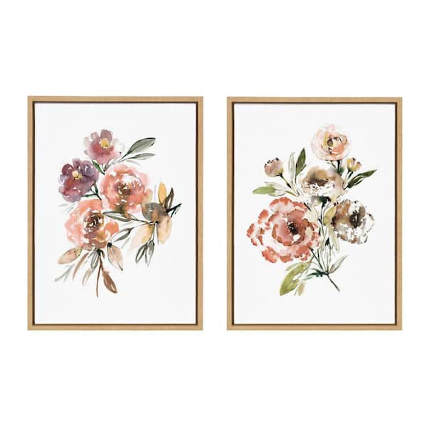 Kate and Laurel Sylvie "Peach Roses and Floral Bouquet Muted" by Sara Berrenson 2 Piece Framed Art Print 18 in. x 24 in.