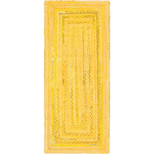 Unique Loom Braided Chindi Yellow 3 ft. x 6 ft. Runner Rug