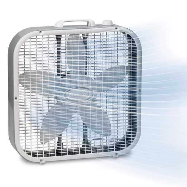 20 in. 3 Speed Air Circulating Box Fan for Home in White with Save Smart Technology, 1820 CFM and Carry Handle 4 PK