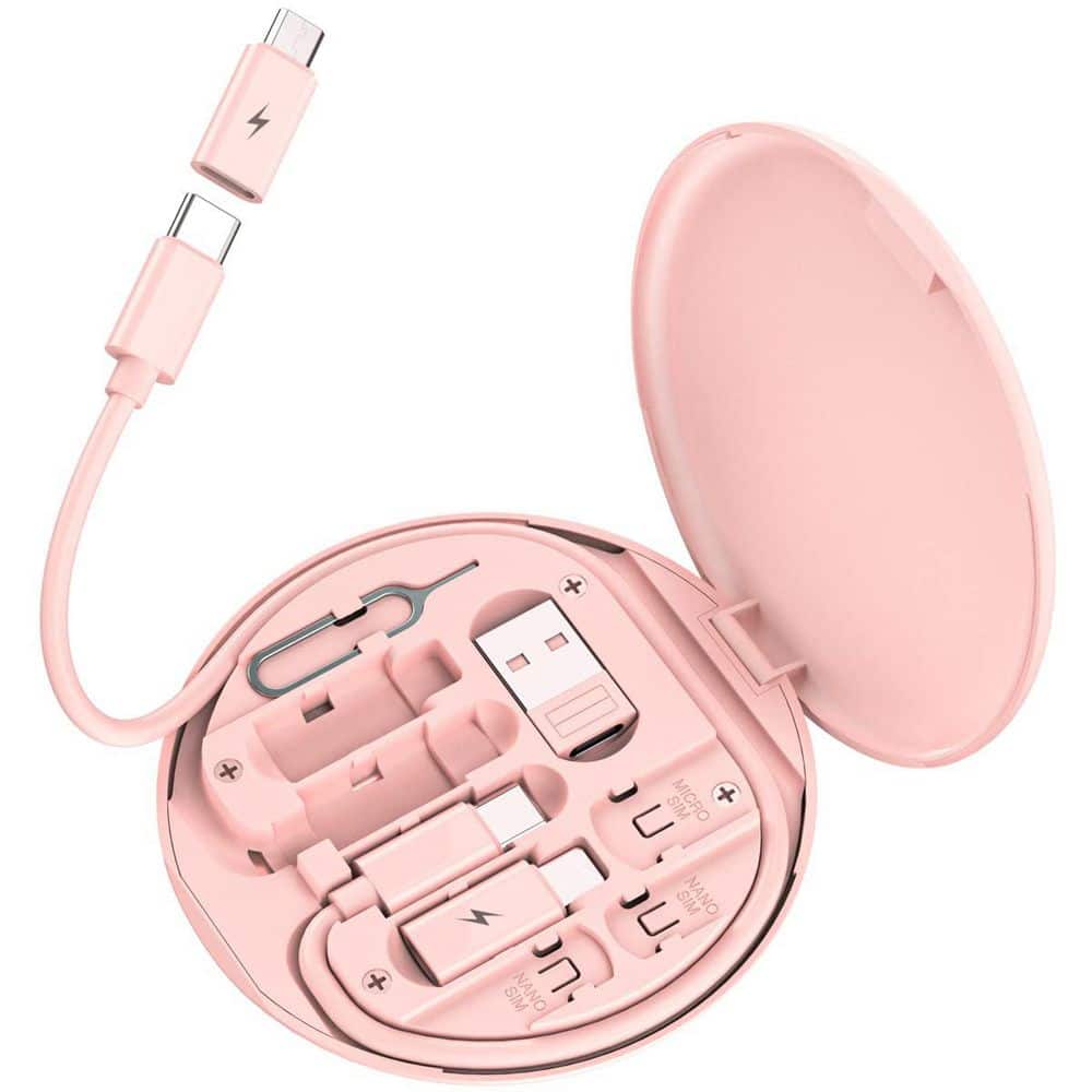 Multi USB Charging Cable Kit USB C to iOS Device Adapter Box Conversion Set USB A and C to Micro Type C iOS Device Pink price history on PriceWatchPro