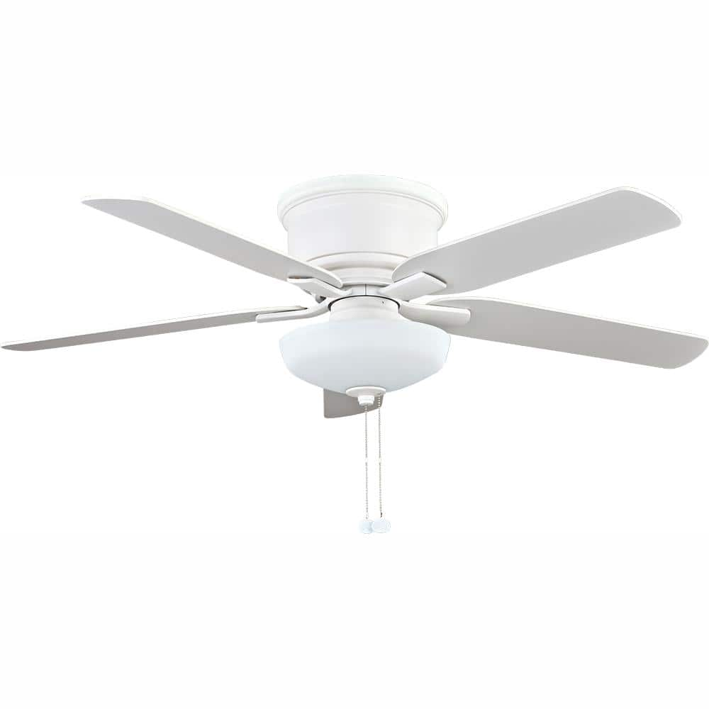 Hampton Bay Holly Springs Low Profile 52 In Led Indoor Matte White Ceiling Fan With Light Kit 57288 The Home Depot