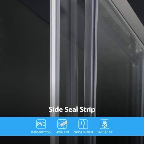 48 in. W x 72 in. H Single Sliding Semi Frameless Shower Door/Enclosure in Chrome with Clear Glass
