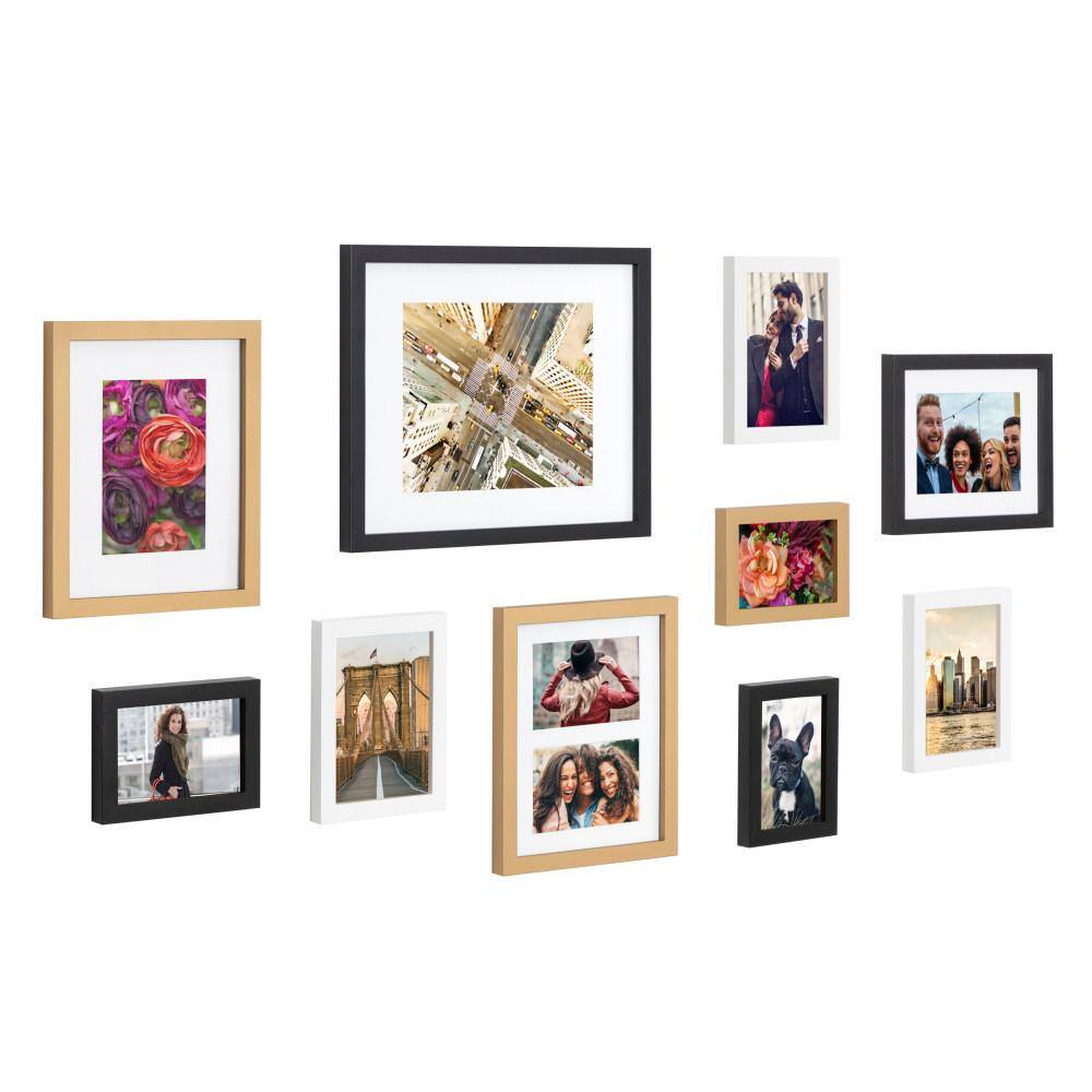 Gold and Wood 10-Piece Wall Frame Set