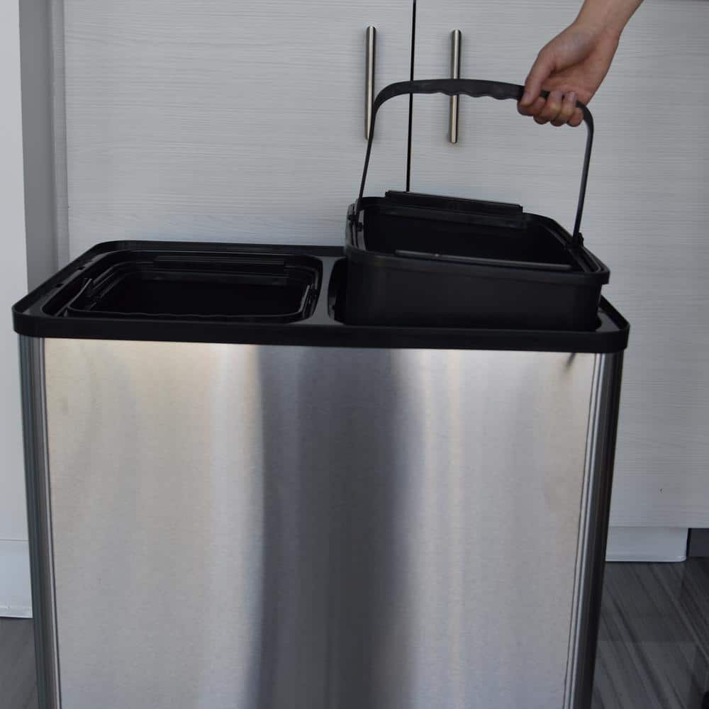 Erik Stainless Steel 16 Gallon Motion Sensor Trash and Recycling Bin