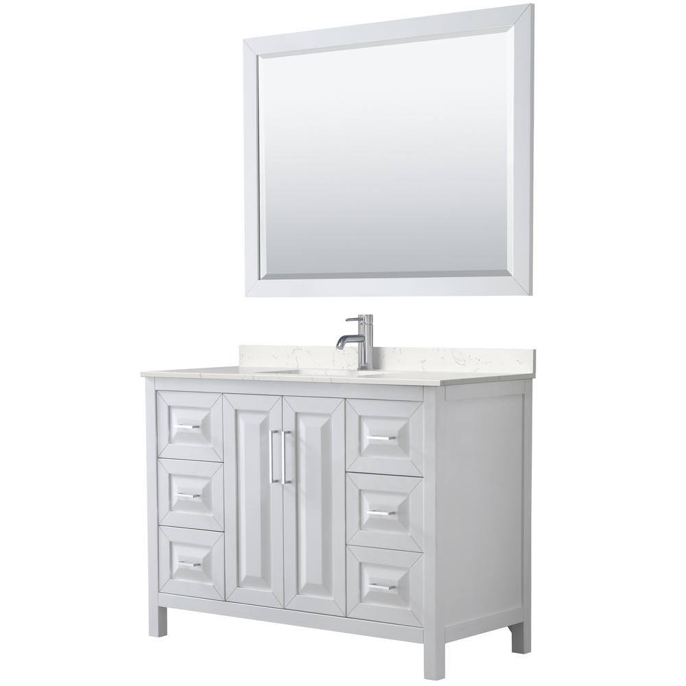 Daria 48" White Freestanding Single Vanity with Carrara Marble Top