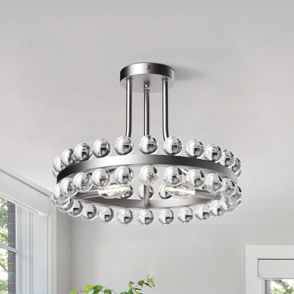 Jackson 16 in. 3-Light Brushed Nickel Crystal Modern Semi Flush Mount Lighting Bedroom Ceiling Lights Fixtures price history on PriceWatchPro