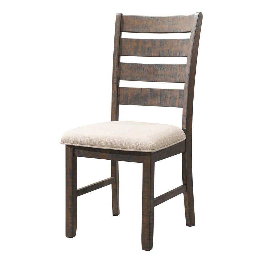 Smokey Walnut Extendable Dining Table Set with Cream Upholstery