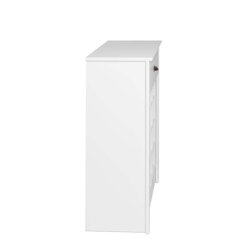 White 16-Cubby Entryway Shoe Storage Cabinet with Drawer