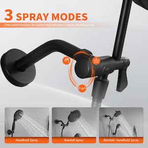 Rainfull 8-Spray Patterns Dual Wall Mount Shower Heads and Handheld Shower Head 2.5 GPM in Matte Black