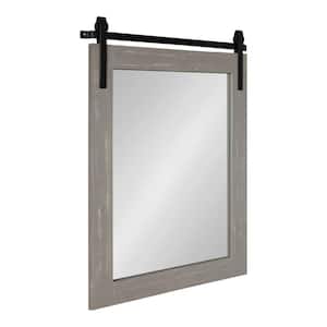 Cates 30 in. x 22 in. Rustic Rectangle Framed Decorative Mirror Farmhouse Gray Wood