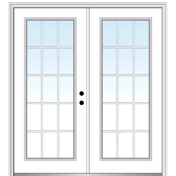 MMI Door 72 in. x 80 in. White Internal Grilles Left-Hand Inswing Full Lite Clear Glass Painted Steel Prehung Front Door