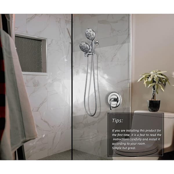 Single-Handle 48-Spray Shower Faucet and Handheld Combo with 5 in. Shower Head in Chrome (Valve Included)