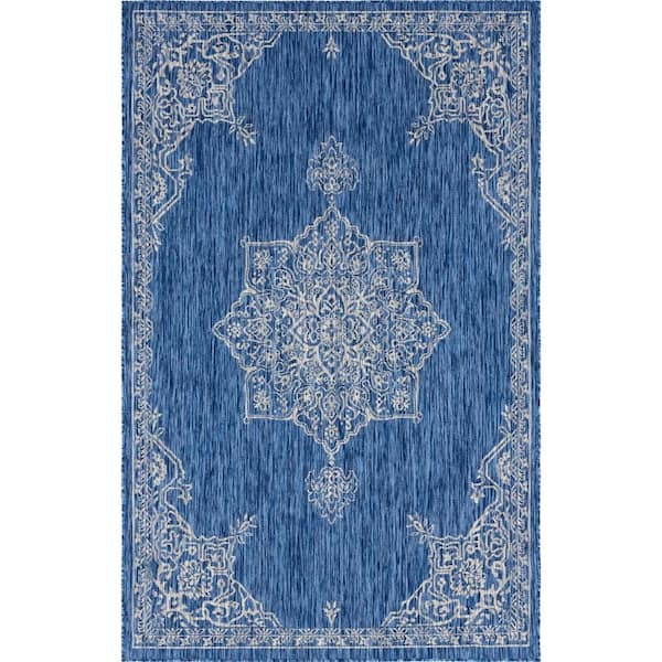 Unique Loom Blue Antique Outdoor 7 ft. x 10 ft. Area Rug