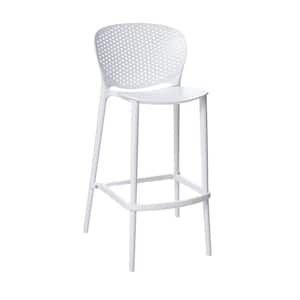 36 in. White Low Back Plastic Bar Stool with Plastic Seat