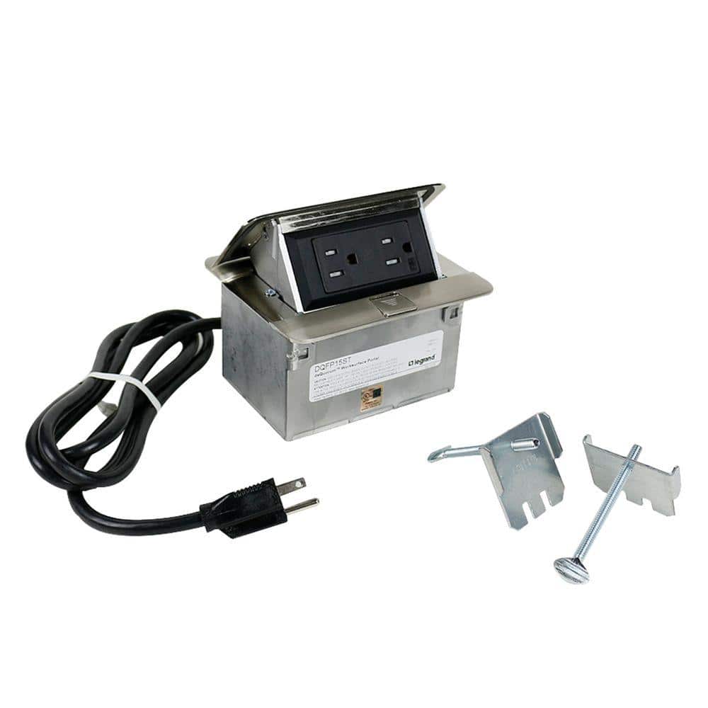 deQuorum Pop Up Countertop Box with 15 Amp Tamper Resistant Receptacle and 6 ft. Cord, Stainless Steel price history on PriceWatchPro