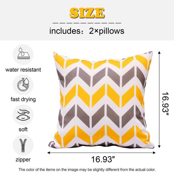 HOOOWOOO Sophia 17 in. x 17 in. Gray-Yellow Wave Pattern Polyester