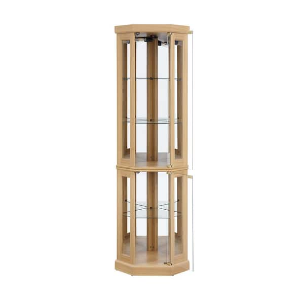 COWLOWN 15.31 in. W x 15.31 in. D x 69.84 in. H Bathroom Light Brown Linen Cabinet