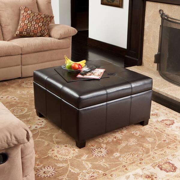 Noble House Richmond Espresso Bonded Leather Storage Ottoman 726 Noble House Richmond Espresso Bonded, Woodbridge Home Designs Rowley Gas Lift Coffee Table With Ottomans