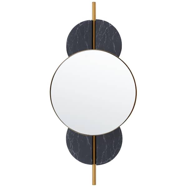 SAFAVIEH Lavelle 16 in. W x 35 in. H Iron Round Modern Gold Wall Mirror