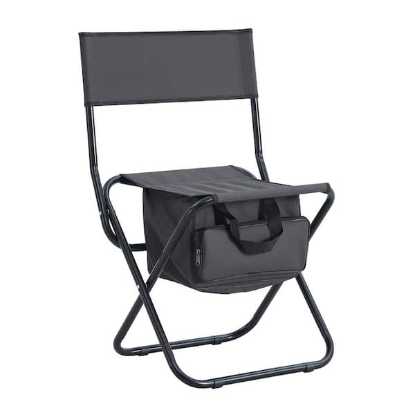 2-Piece Portable Folding Outdoor Chair with Storage Bag for Outdoor Camping, Picnics and Fishing in Grey