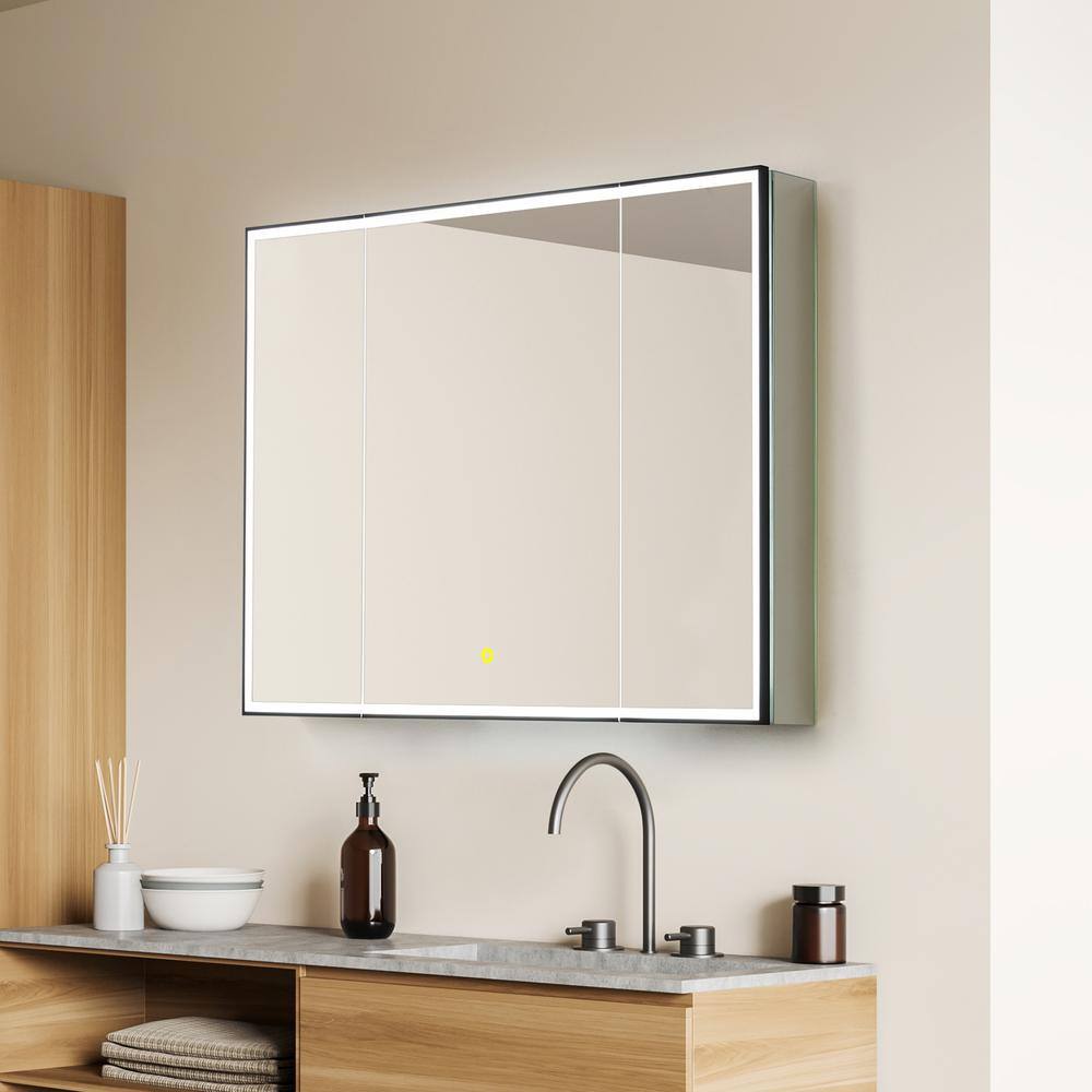 Fenice 48" Matte Black Aluminum LED Medicine Cabinet