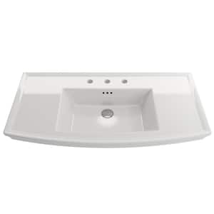 Lavita 40 in. 3-Hole Wall-Mounted White Fireclay Rectangular Console Sink with Overflow