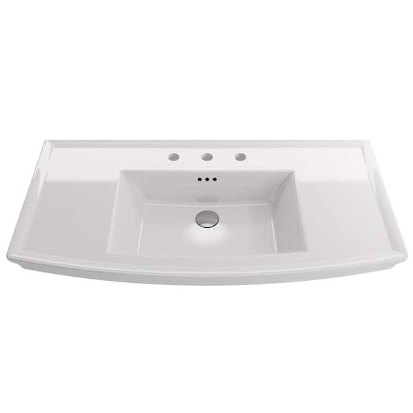 BOCCHI Lavita 40 in. 3-Hole Wall-Mounted White Fireclay Rectangular Console Sink with Overflow