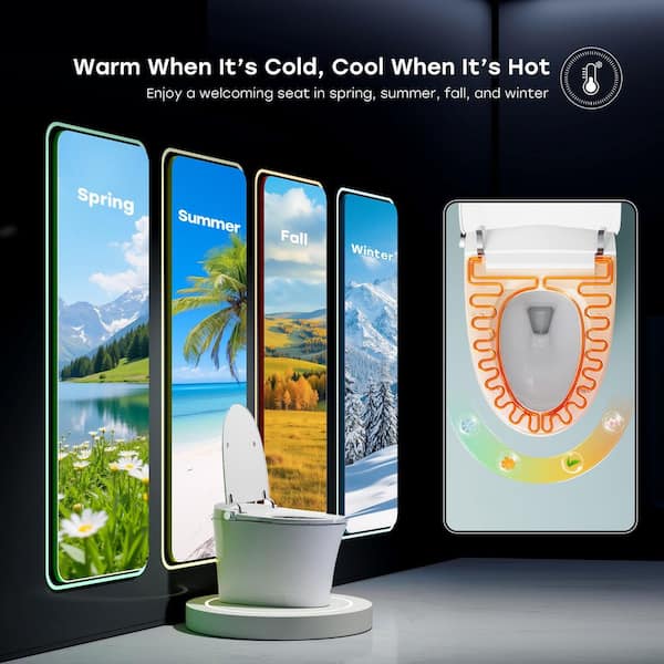 Elongated Bidet Toilet 1.27GPF in White with Bidet Water UVC and Plasma Bowl Sterilization, Tank, Auto Flush, ADA Height