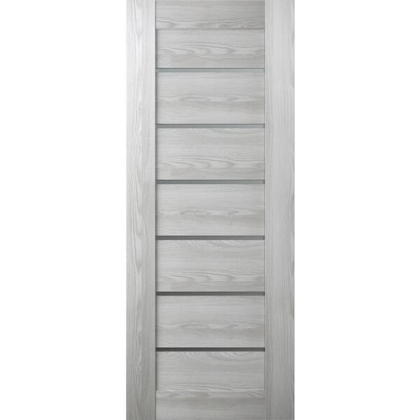 Belldinni Vona 07-02 32 in. x 96 in. No Bore 8-lite Frosted Glass Ribeira Ash Wood Solid Composite Core Interior Door Slab