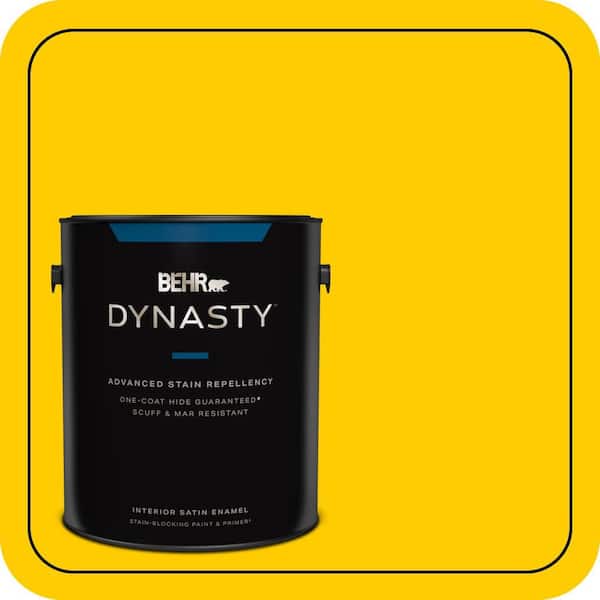 BEHR DYNASTY 1 gal. #380B-7 Marigold Satin Enamel Interior Stain-Blocking Paint & Primer