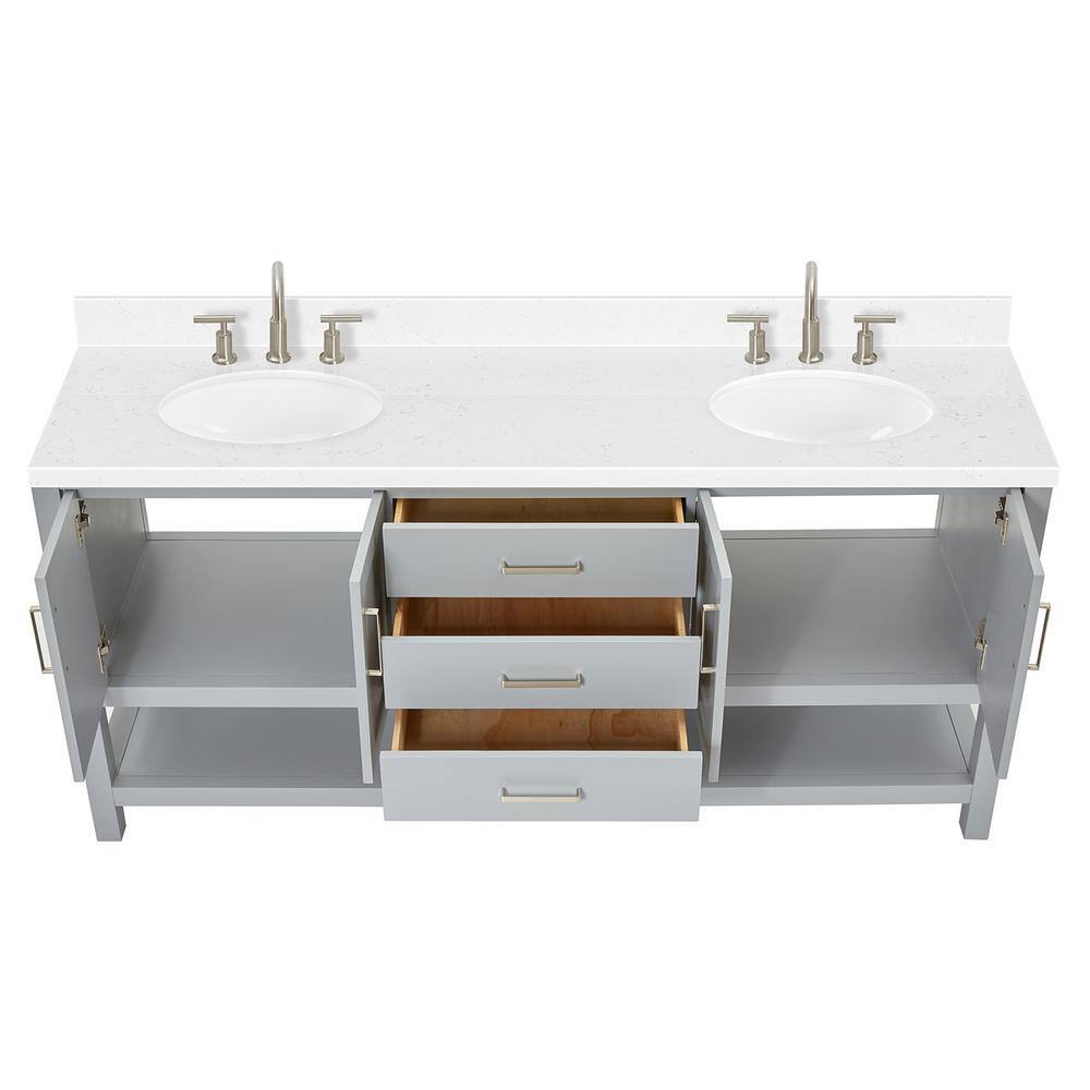 Magnolia 72" Gray Solid Wood Double Freestanding Bathroom Vanity