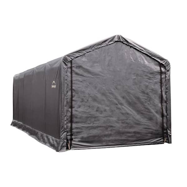 ShelterLogic 12 ft. W x 25 ft. D x 11 ft. H ShelterTube Steel and Polyethylene Garage without Floor in Grey with Waterproof Fabric