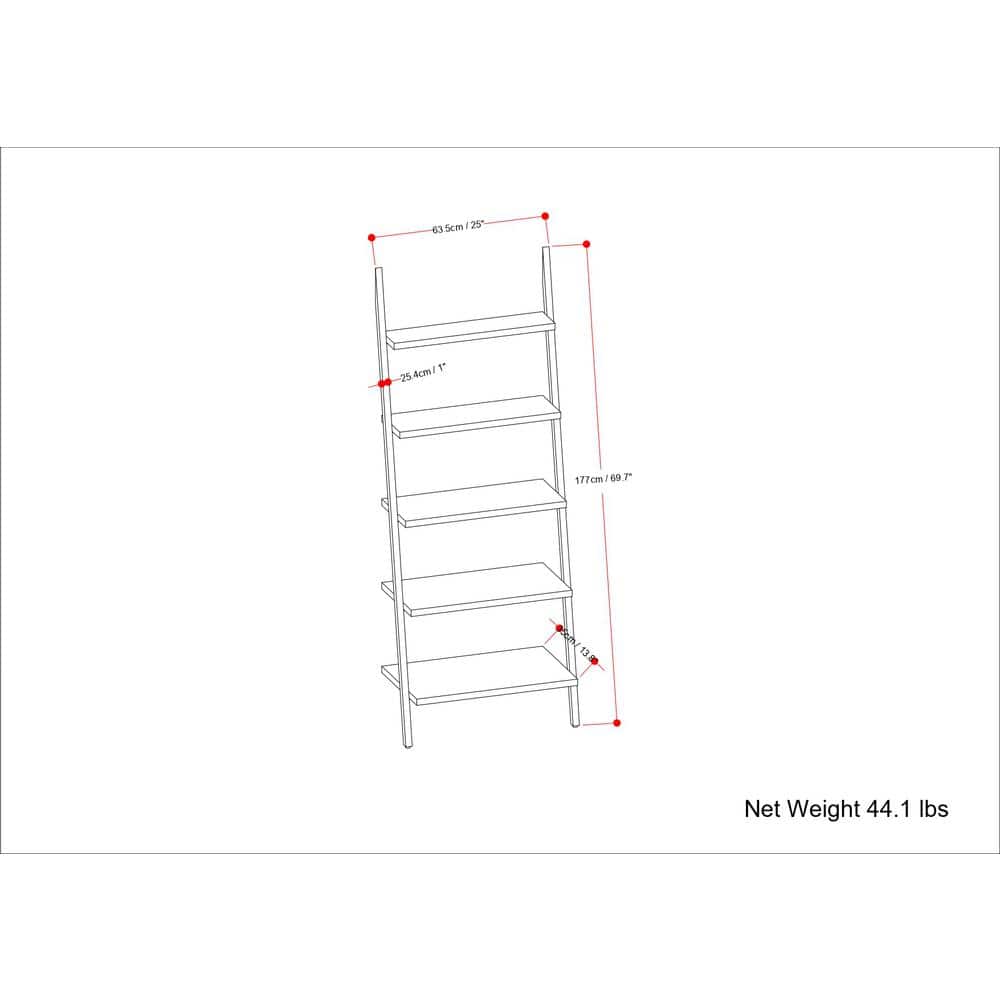 Trent Natural Mango Wood and Black Metal Ladder Shelf