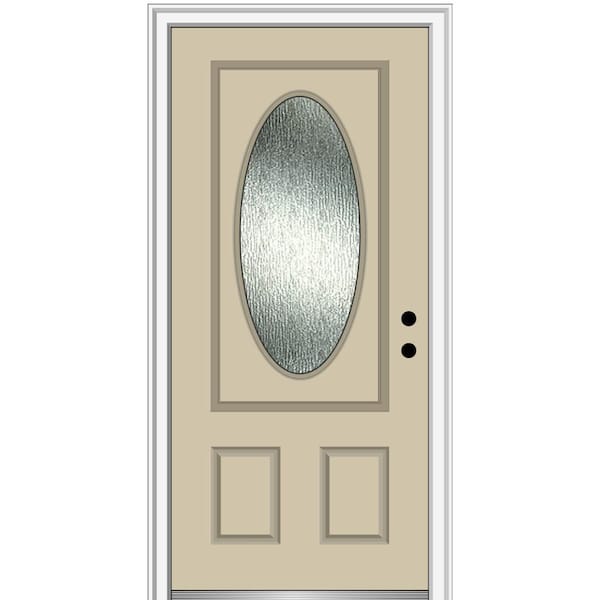 MMI Door 36 in. x 80 in. Left-Hand Inswing Rain Glass Wicker Fiberglass Prehung Front Door on 4-9/16 in. Frame