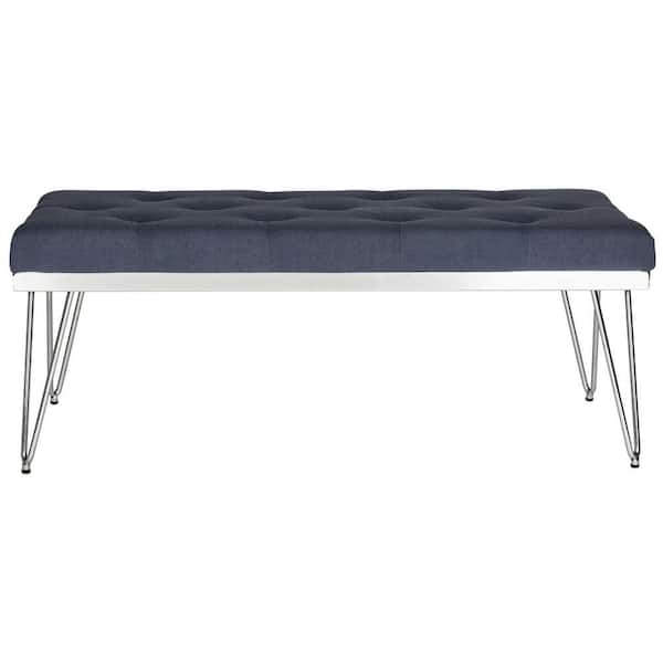 SAFAVIEH Marcella Navy Upholstered Entryway Bench