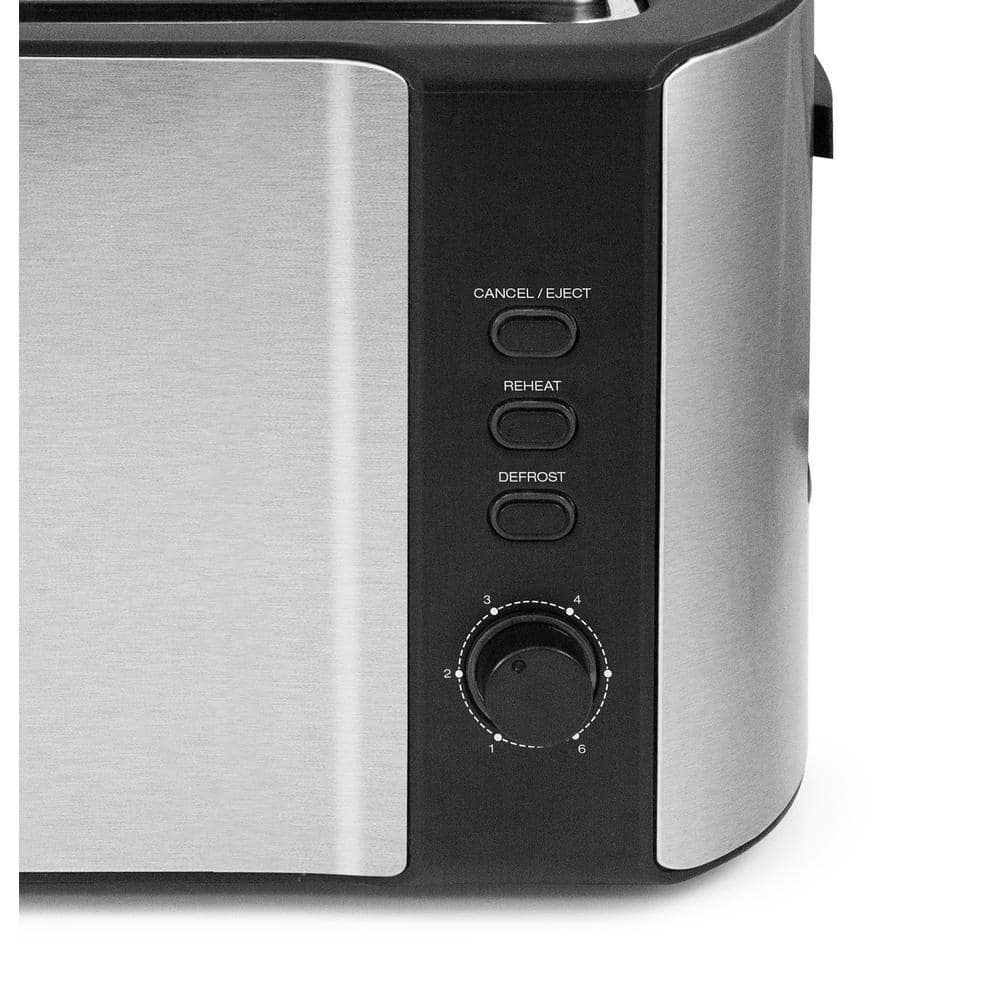 Stainless Steel 4-Slice Long Slot Toaster with Wide Slots