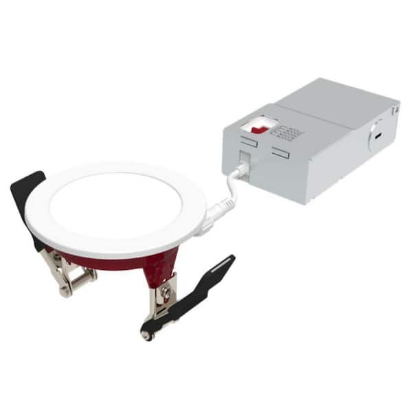 HALCO LIGHTING TECHNOLOGIES 3 in. Slim Fire Rated Adjustable CCT Non-IC Rated Dimmable Indoor Outdoor Integrated LED Recessed Smooth Trim 6-Pack