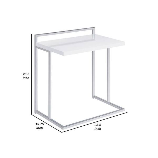 Benjara 23.5 in. White and Chrome Rectangle Wood End/Side