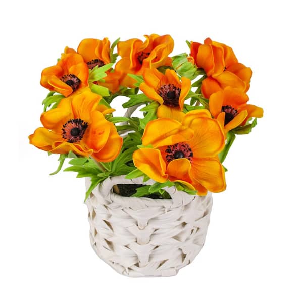 8 Stem Artificial Flowers Bouquets Retro No Fade Anemone PU Fake Wild  Flowers for Kitchen Table Centerpiece Vase Home Wedding Holding Flowers  Backdrop Arch Wall (Orange) 